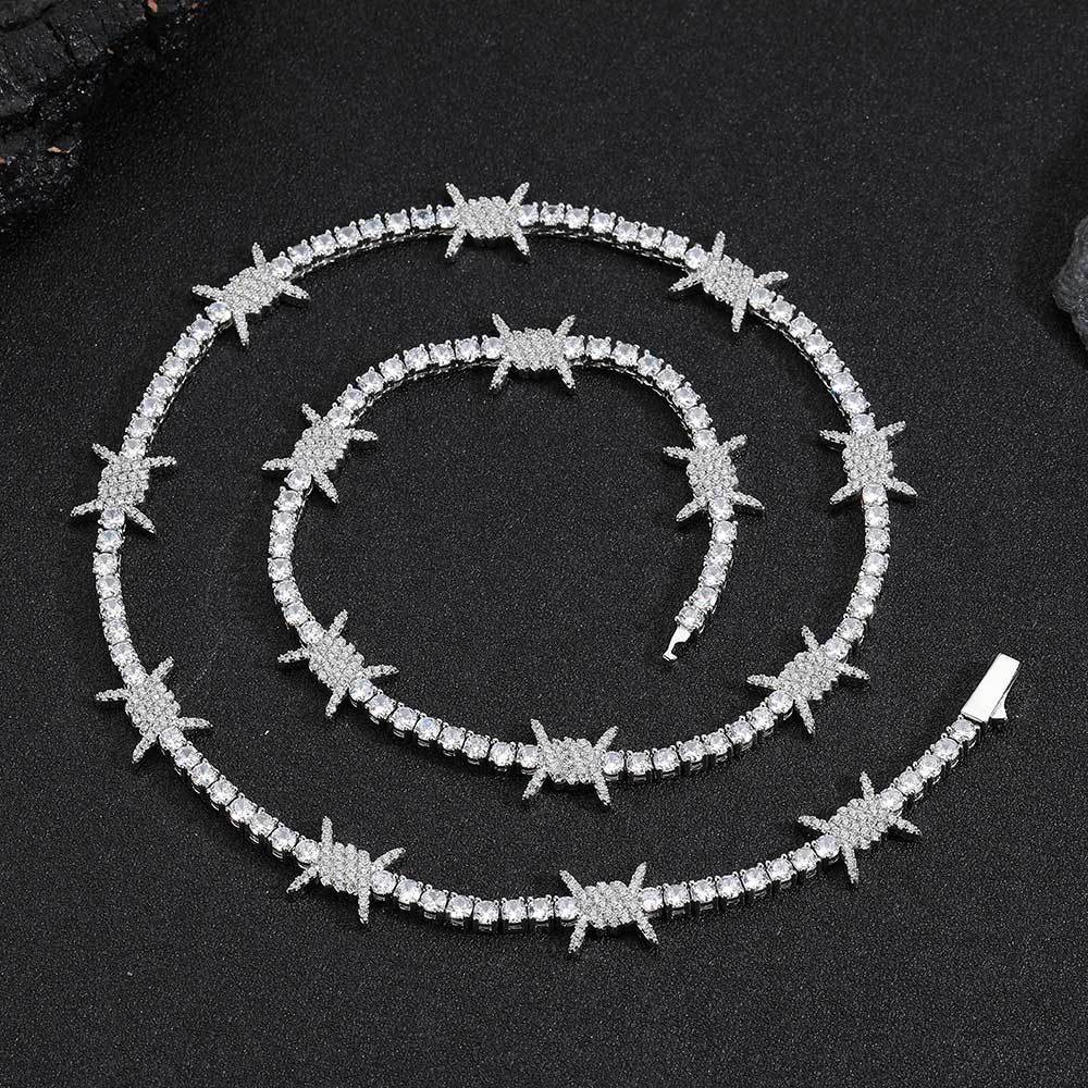 24 Inch Iced Out Barbed Wire T - Men Accessories Neck Chain recension och pris
