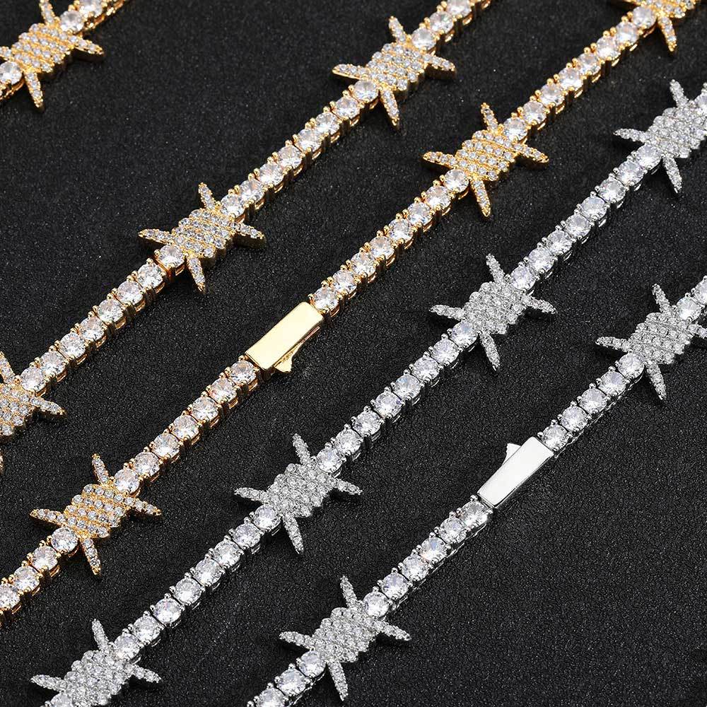 24 Inch Iced Out Barbed Wire T - Men Accessories Neck Chain recension och pris